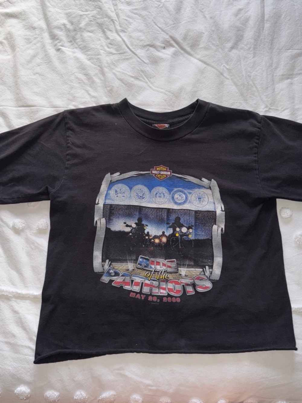 Woman Black Graphic Tee with Motorcycle Print